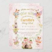 動物妖精の誕生日パーティー 招待状 (正面/裏面)