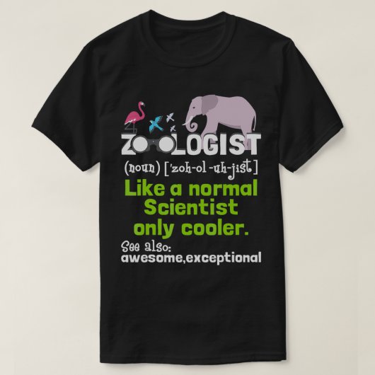 動物学定義zooology動物飼育者野生動物 tシャツ (デザイン正面)