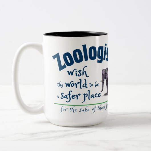 動物学者は世界がより安全な場所になることを願っている ツートーンマグカップ (左)