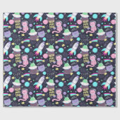 動物宇宙飛行士の包装紙 ラッピングペーパー (フラット)