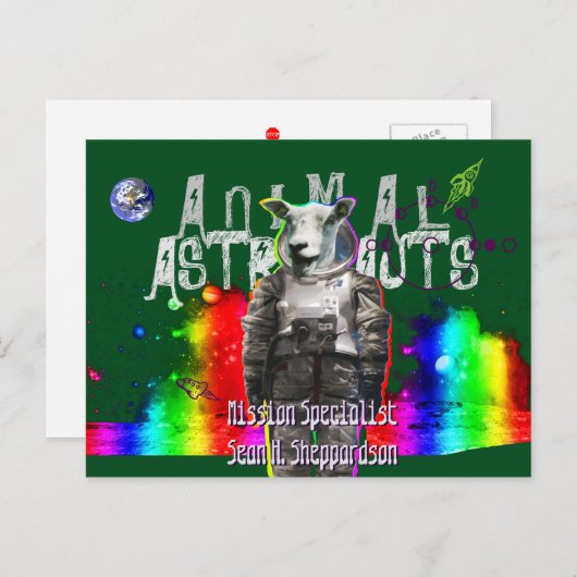 動物宇宙飛行士の羊 ポストカード (正面/裏面)