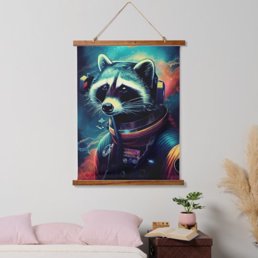 動物宇宙飛行士宇宙ウォーク,宇宙,アライグマ 吊り下げ型タペストリー (寝室)