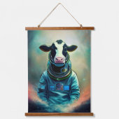 動物宇宙飛行士宇宙ウォーク，宇宙，宇宙，牛 吊り下げ型タペストリー (正面)