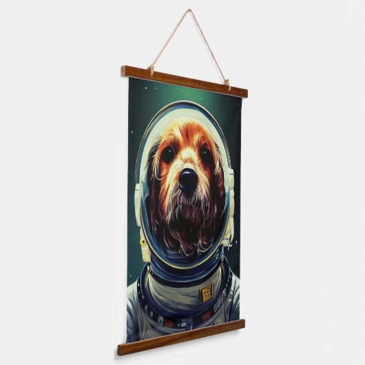 動物宇宙飛行士宇宙ウォーク，宇宙，宇宙，犬 吊り下げ型タペストリー (傾斜あり)