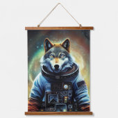動物宇宙飛行士宇宙ウォーク，宇宙，宇宙，狼 吊り下げ型タペストリー (正面)