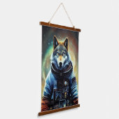 動物宇宙飛行士宇宙ウォーク，宇宙，宇宙，狼 吊り下げ型タペストリー (傾斜あり)