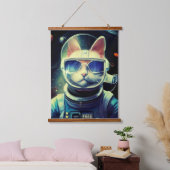 動物宇宙飛行士宇宙ウォーク，宇宙，猫 吊り下げ型タペストリー (寝室)