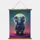 動物宇宙飛行士宇宙ウォーク，宇宙，象 吊り下げ型タペストリー (正面)