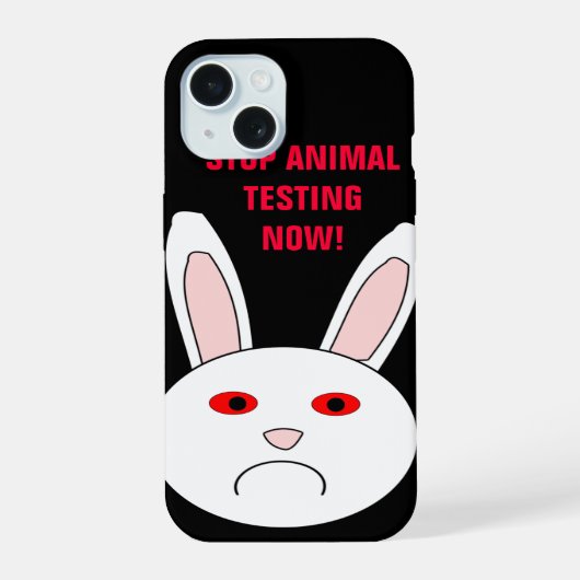 動物実験を今すぐやめろ iPhone 15ケース (裏面)