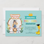 動物幼稚園写真卒業サンキューカード 招待状 (正面)