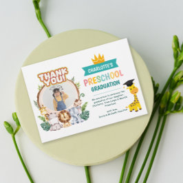 動物幼稚園写真卒業サンキューカード 招待状