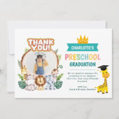 動物幼稚園写真卒業サンキューカード 招待状 (正面)