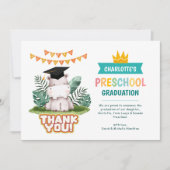 動物幼稚園 写真 卒業 ありがとうカード 招待状 (正面)