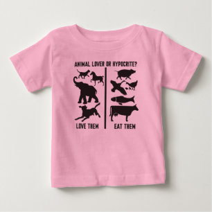 動物愛好家か偽善者か。 ベビーTシャツ