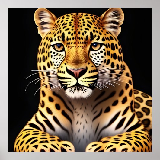 🐆 動物愛好家のための壮麗なヒョウの壁掛けアートのギフト ポスター (正面)