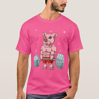 動物愛好家のための豚のウエイトリフティング フィットネスジム Tシャツ