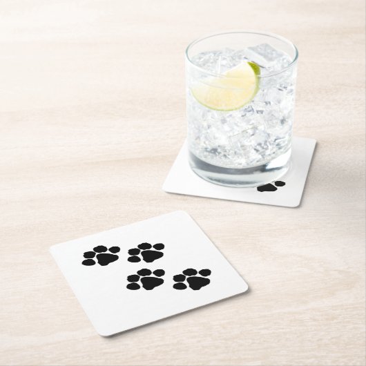 動物愛好家のための足のプリント スクエアペーパーコースター (インサイチュ)