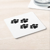 動物愛好家のための足のプリント スクエアペーパーコースター (アングル)