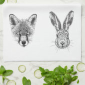 動物愛好家のギフトの野性生物のスケッチの台所タオル キッチンタオル (折り畳み)