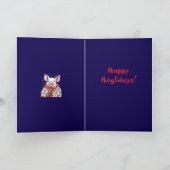 動物愛好家のクリスマス豚がホリデーブランケットに包まれている カード (内部)