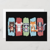 動物愛好家のクリスマス ラクーン オポッサム ウィンター シーズンカード (正面/裏面)