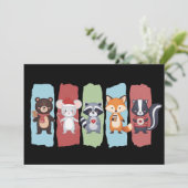 動物愛好家のクリスマス ラクーン オポッサム ウィンター シーズンカード (スタンド正面)