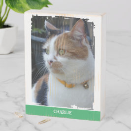 動物愛好家の名前を追加green cat photo rustic ウッドボックスサイン