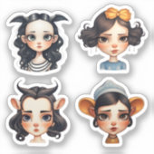 動物愛好家の女の子 シール (正面)