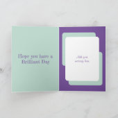 動物愛好家の追加フォトパープルグリーン誕生日 カード (内部)