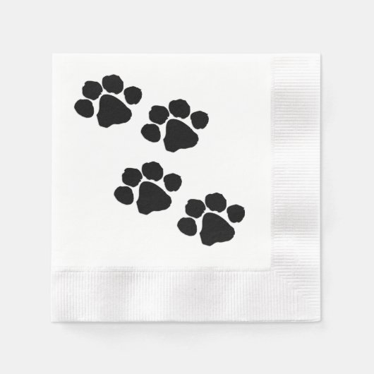 動物愛好家のPawプリント 縁ありカクテルナプキン (正面)