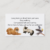 動物愛好家は着席の名刺をかわいがります 名刺 (裏面)