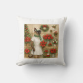 動物愛好家をテーマにしたゴルファー猫の女性クリスマス クッション (正面)