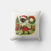 動物愛好家をテーマにしたゴルファー猫の女性クリスマス クッション (正面)