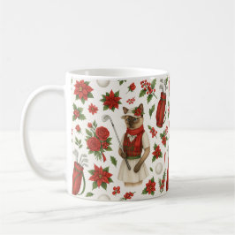 動物愛好家をテーマにしたゴルファー猫の女性クリスマス コーヒーマグカップ