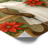 動物愛好家をテーマにしたゴルファー猫の女性クリスマス ポスター (角)