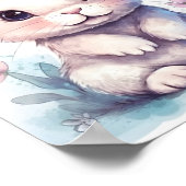 動物愛好家ウォーター色イラストレーションキュートバニー ポスター (角)
