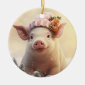動物愛好家ギフト、ファーム恋人ギフト、かわいい豚 セラミックオーナメント (正面)