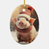 動物愛好家ギフト、ファーム恋人ギフト、かわいい豚 セラミックオーナメント (正面)