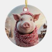 動物愛好家ギフト、ファーム恋人ギフト、かわいい豚 セラミックオーナメント (正面)