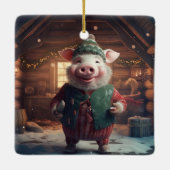動物愛好家ギフト、ファーム恋人ギフト、かわいい豚 セラミックオーナメント (裏面)