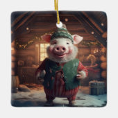 動物愛好家ギフト、ファーム恋人ギフト、かわいい豚 セラミックオーナメント (正面)