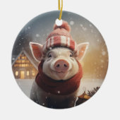 動物愛好家ギフト、ファーム恋人ギフト、かわいい豚 セラミックオーナメント (正面)