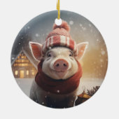 動物愛好家ギフト、ファーム恋人ギフト、かわいい豚 セラミックオーナメント (裏面)