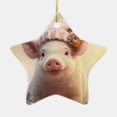 動物愛好家ギフト、ファーム恋人ギフト、かわいい豚 セラミックオーナメント (正面)