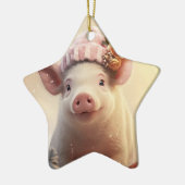 動物愛好家ギフト、ファーム恋人ギフト、かわいい豚 セラミックオーナメント (左)