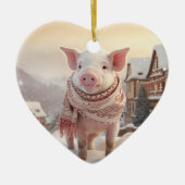 動物愛好家ギフト、ファーム恋人ギフト、かわいい豚 セラミックオーナメント (正面)