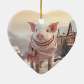 動物愛好家ギフト、ファーム恋人ギフト、かわいい豚 セラミックオーナメント (裏面)