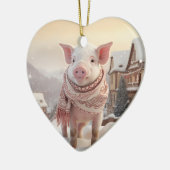 動物愛好家ギフト、ファーム恋人ギフト、かわいい豚 セラミックオーナメント (左)