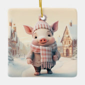 動物愛好家ギフト、ファーム恋人ギフト、かわいい豚 セラミックオーナメント (正面)