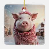 動物愛好家ギフト、ファーム恋人ギフト、かわいい豚 セラミックオーナメント (裏面)